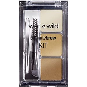 Wet n Wild, Ultimate Brow Kit, praktische wenkbrauwset, definiëren en vullen van de wenkbrauwen, 5-delige set met 1 wenkbrauwwas, 2 fixeerpoeder, 1 borstel en 1 pincet, zacht bruin