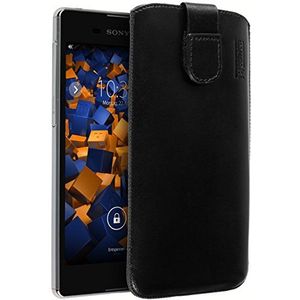 mumbi Beschermhoes voor Sony Xperia M5 Case Wallet van echt leer, zwart