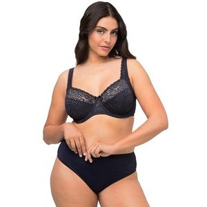 Ulla Popken Dames grote maten plus size beugelbeha plus size kant bloemen cup C - E 727062, Marinier