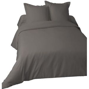 Lovely Casa - Dekbedovertrek – afmetingen 200 x 200 cm – 100% katoen – kleur taupe – model Alicia – beddengoed voor thuis – zacht en comfortabel voor kinderbed