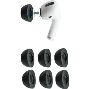 Comply 3 paar vervangende oordopjes van traagschuim voor Apple AirPods Pro 1 en 2, ultiem comfort, veilige pasvorm, superieure geluidsisolatie, antislip, zwart, maat L