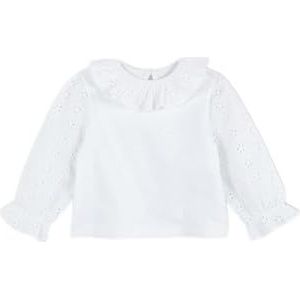 Gocco Wit met openwork mouwen, baby-T-shirt voor kinderen, 9-12 maanden, wit, 9-12 maanden, Wit.