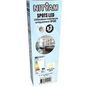 NITYAM 3 x 5 W led-inbouwspot, warmwit (3000 K), stroom 375 lumen, ultraplatte spots voor woonkamer, slaapkamer, keuken enz.