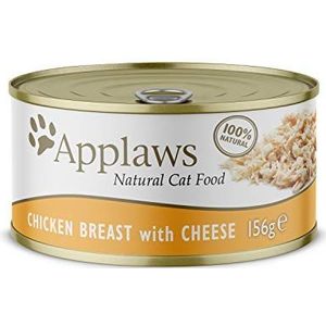 Applaws 100% natuurlijk natvoer voor katten, Juciy, kip met kaas, 156 g, doos (24 stuks)