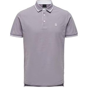 ONLY & SONS Onsfletcher Slim Ss Polo Noos Poloshirt voor heren, Paarse as/details: glanzende witte contrasterende strepen
