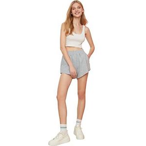 Trendyol Trendyol Damesshort met brede pijpen en normale taille, korte broek, shorts voor dames, 1 stuk, grijs.