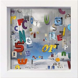 International Graphics Ingelijste ansichtkaart - MAXILO/M-L Vareilles - ""De letters om te rechten: dromen! - 16 x 16 cm - lijst wit