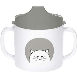 LÄSSIG Drinkbeker voor kinderen, met handvat en afneembaar deksel, 150 ml, Sippy Cup Little Chums Cat