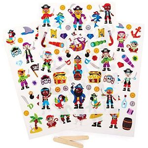 Baker Ross Transfer sticker voor kinderen, piratenmotief, 125 stuks, creatieve hobby voor kinderen (FC902)