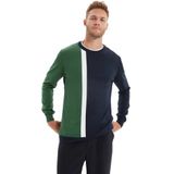 Trendyol Slim Fit trui met ronde hals en kleurblokken trainingspak heren, groen, S, Groen
