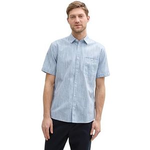 TOM TAILOR 1046083 Herenhemd, 37963 - Powder Blue Navy Space Yarn, XL