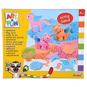 Simba 106344622 Art and Fun creatieve speelzandset, 3 x 200 g zand, 3D-eenhoorn, vleugels, 4 ogen, 1 sticker, rol, 2 uitsteekvormpjes, vanaf 3 jaar, meerkleurig