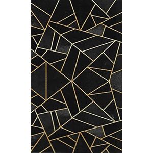 MANI TEXTILE - Grafische tapijt, zwart, goud, afmetingen: 80 x 150 cm