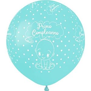 Verpakking met 25 ballonnen Pearly Primo Compleanno in natuurlijke latex, premium kwaliteit G150 (Ø 48 cm (19 inch), lichtblauw parel