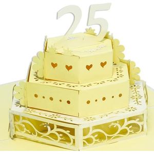 LIN - Pop-upkaarten voor bruiloft, uitnodigingen voor bruiloft, 3D-kaarten voor 25e verjaardag, bruiloft, zilver, 25