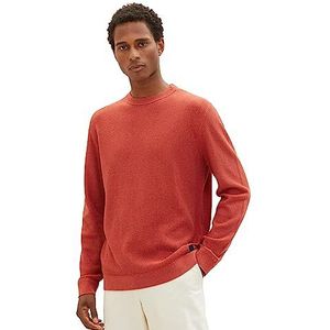 TOM TAILOR Basic gebreide herentrui van katoen, 32720-Warm Red Melange