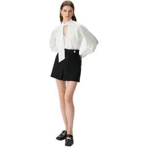 Koton Blouse met pofmouwen en ronde hals Damesblouse, gebroken wit 001