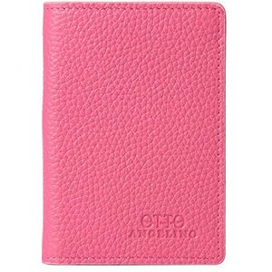 Otto Angelino Bifold lederen portemonnee in paspoortstijl - ID-kaarthouder voor bank- en laadkaarten - Opvouwbaar licht en eenvoudig te dragen - RFID bescherming (roze), Roze, Dubbele vouwing