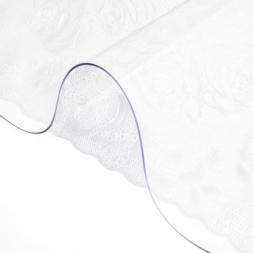 VEVOR Transparant rechthoekig tafelkleed, 61 x 152,4 cm, transparante pvc-tafelfolie, dikte 1,5 mm, op maat gesneden met 2 stoffen tafelkleden van 30 x 46 cm, transparante tafelbescherming voor thuis