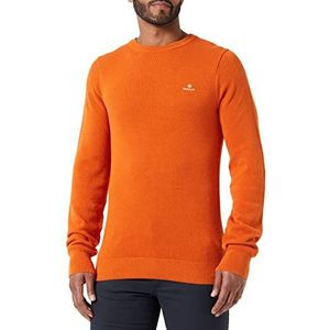 GANT Katoenen piqué met C-hals heren, Oranje (Pumpkin Orange)