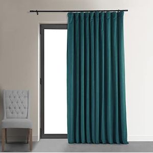 HPD Half Price Drapes SIGNATURE VPCH-VET140804-84 verduisteringsgordijnen voor woonkamer, velours, grootte 254 x 213 cm, blauwgroen