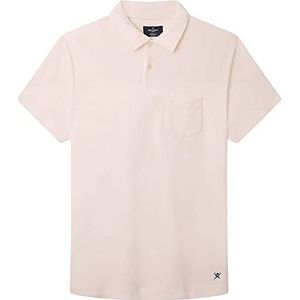 Hackett London Poloshirt met handdoekzak, herenhemd, ecru, XL, ECRU