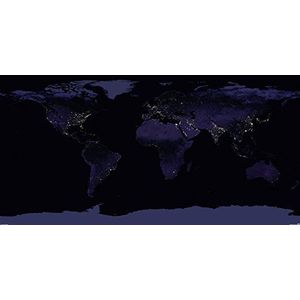 Close Up NASA World Map Earth by Night - wereldkaart nacht - XXL poster - papier 170 g/m² glanzend gelakt - dispersielak 140 x 70 cm