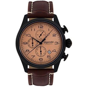 Gigandet Analoog kwarts horloge leer bruin G41-004, Bruin, Timloos