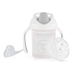 Twistshake Mini Cup Drinkbeker met zachte drinktuit, lekvrij, 230 ml, inclusief fruitmixer, trainingsbeker voor baby's, ergonomisch, 4 maanden en BPA-vrij, wit