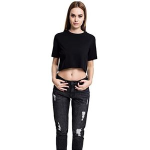 Urban Classics Dames T-Shirt Oversize Cropped Top Ladies Short Tee, kort gesneden bovendeel in oversized look verkrijgbaar in vele kleuren, maten XS - 5XL, Zwart, S