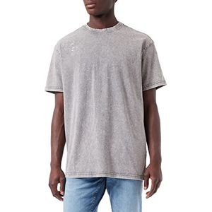 Build Your Brand By189-acid Washed Heavy Oversize T-shirt voor heren, grijs.