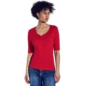 Street One A323163 T-shirt met hartvormige halslijn voor dames, Glory Red, 40
