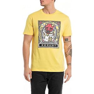 Replay M6678 T-shirt heren, Corn Yellow 661
