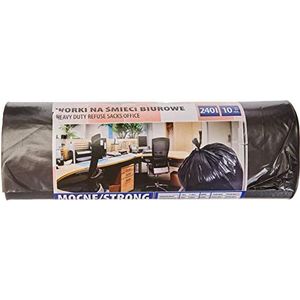 Office Products 22021252-05 10 stuks sterke scheurvaste afvalzakken van polyethyleen met lage dichtheid, zwart, filmdikte 30 μm, 240 liter