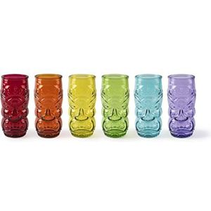 Excelsa Tiki Set van 6 kleurrijke longdrinkglazen, 550 ml, glas