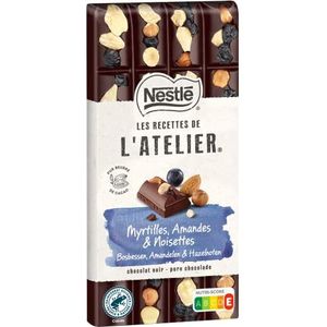 Nestlé Les Recepten de L'Atelier - Zwarte chocolade, bosbessen, hazelnoten, amandelen - tablet van 170 g