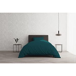 Italian Bed Linen Dekbedovertrek Natural Color, katoen, petrol/flessengroen, vierkant