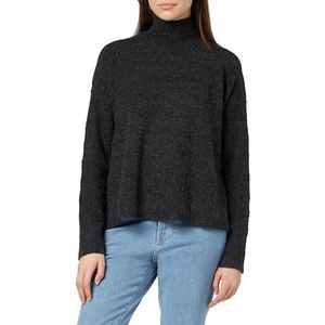 VERO MODA Vmdoffy Ls Highnk Stitch Pullover Ga Boo Sweater voor dames, Zwart/Details: gemengd