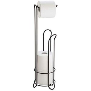 InterDesign Classico Toiletpapierdispenser, wc-rolhouder van metaal, zonder boren, kleur brons