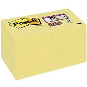 Post-it 62212SY Super Sticky Notes, 47,6 x 47,6 mm, 90 vellen, 12 blokken, kanariegeel