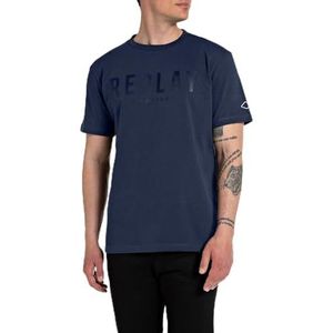 Replay T-shirt pour homme, 271 bleu indigo, XL