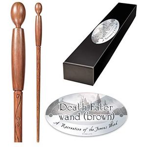 The Noble Collection - Death Eater Brown Character Wand – 38 cm (38 cm) High Quality Wizarding World Wall with Name Tag – Harry Potter film Set Movie Props Wands