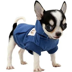 LOPHIPETS Katoenen hoodie voor kleine honden, chihuahua, puppy's - Jas voor koud weer - Marineblauw/XXS