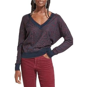 Scotch & Soda Jacquard trui met V-hals voor dames, Bordeaux 0177