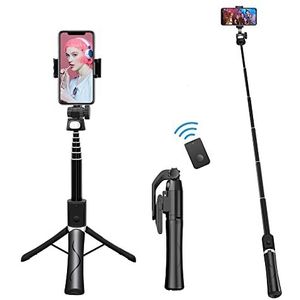 Cedartrap Selfiestick, uittrekbaar en draagbaar, drie in één bluetooth-selfie-statief, statief met afneembare draadloze afstandsbediening en stabiliteit