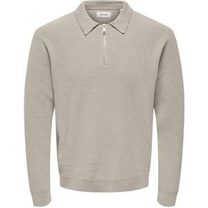 ONLY & SONS Onsmatteo Ls Zip Polo Noos pour homme, Doublure argentée., S