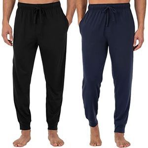 Fruit of the Loom Jersey joggingbroek (1 en 2 verpakkingen) Pyjamabroek voor heren, Zwart/Navy Blauw