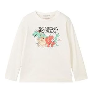 TOM TAILOR T-shirt met lange mouwen voor jongens met dinosaurusprint, 12906 - wolwit.