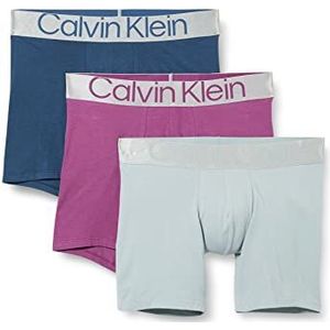 Calvin Klein Boxer Brief 3pk 000nb3131a Nauwsluitende boxershorts voor heren, 3 stuks, Amethist, Silver Springs, potlood Bl