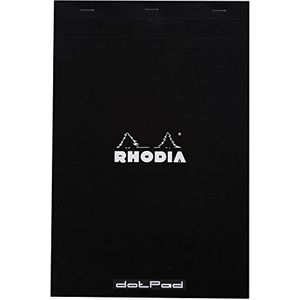 Rhodia 19559Amzc - Notitieblok met nietjes Dotpad Nr. 19 Zwart - A4 - Gestippeld gelinieerd - 80 afscheurbare vellen - Wit Clairefontaine papier 80 g/m - Zachte en duurzame gecoate kartonnen omslag